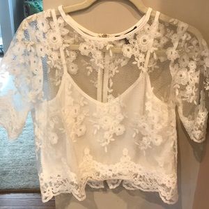 White lace shirt